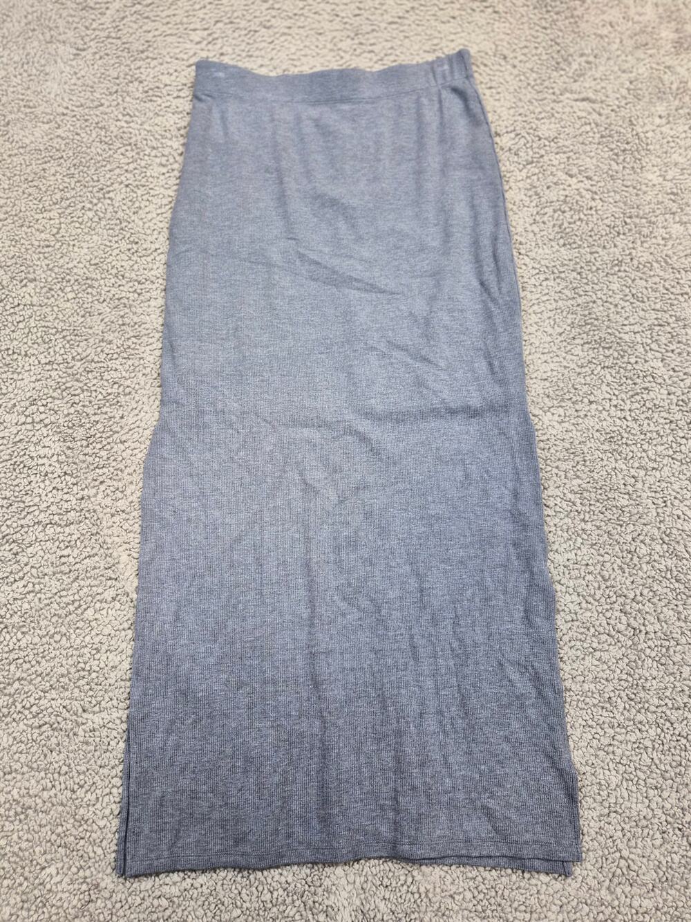 Evereve LNA Women's Jones Maxi Skirt Size Small Blue Gray Slide Slits (1354)